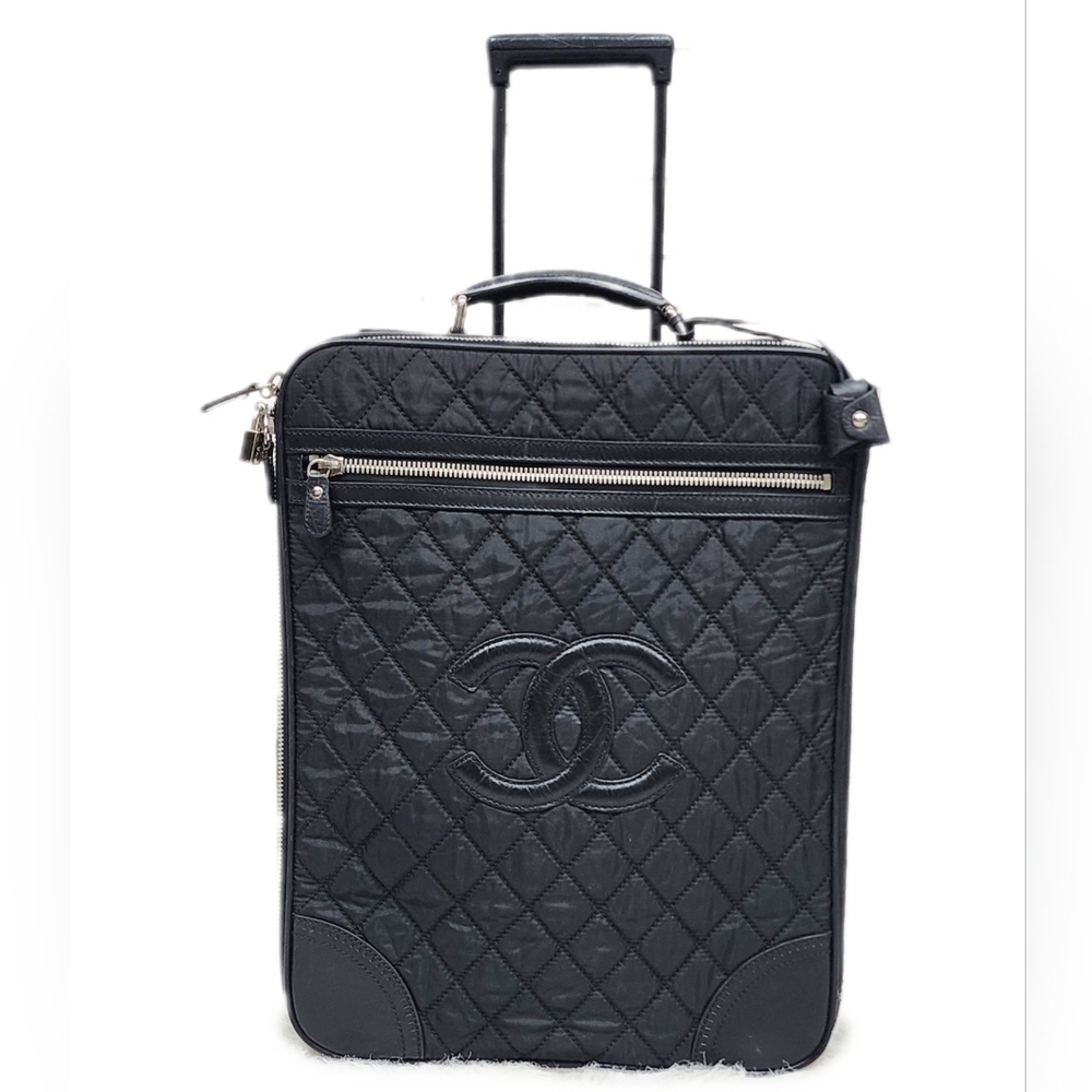 Authentic Chanel Carry-on Luggage Quilted NylonLeather